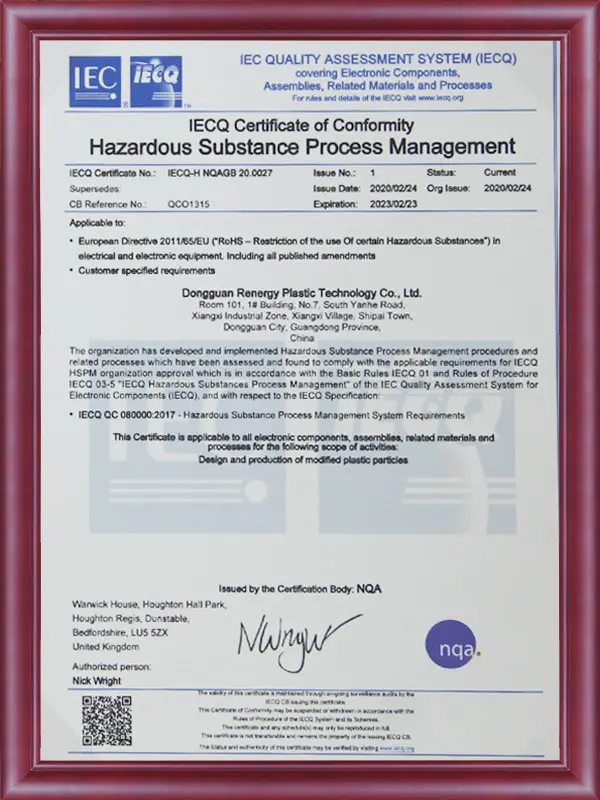IECQ QC 080000 Hazardous Substance Process Management (HSPM) Certification